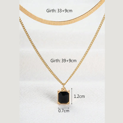 Wholesale Jewelry Simple Style Classic Style Square Alloy Glass 14K Gold Plated Inlay Layered Necklaces