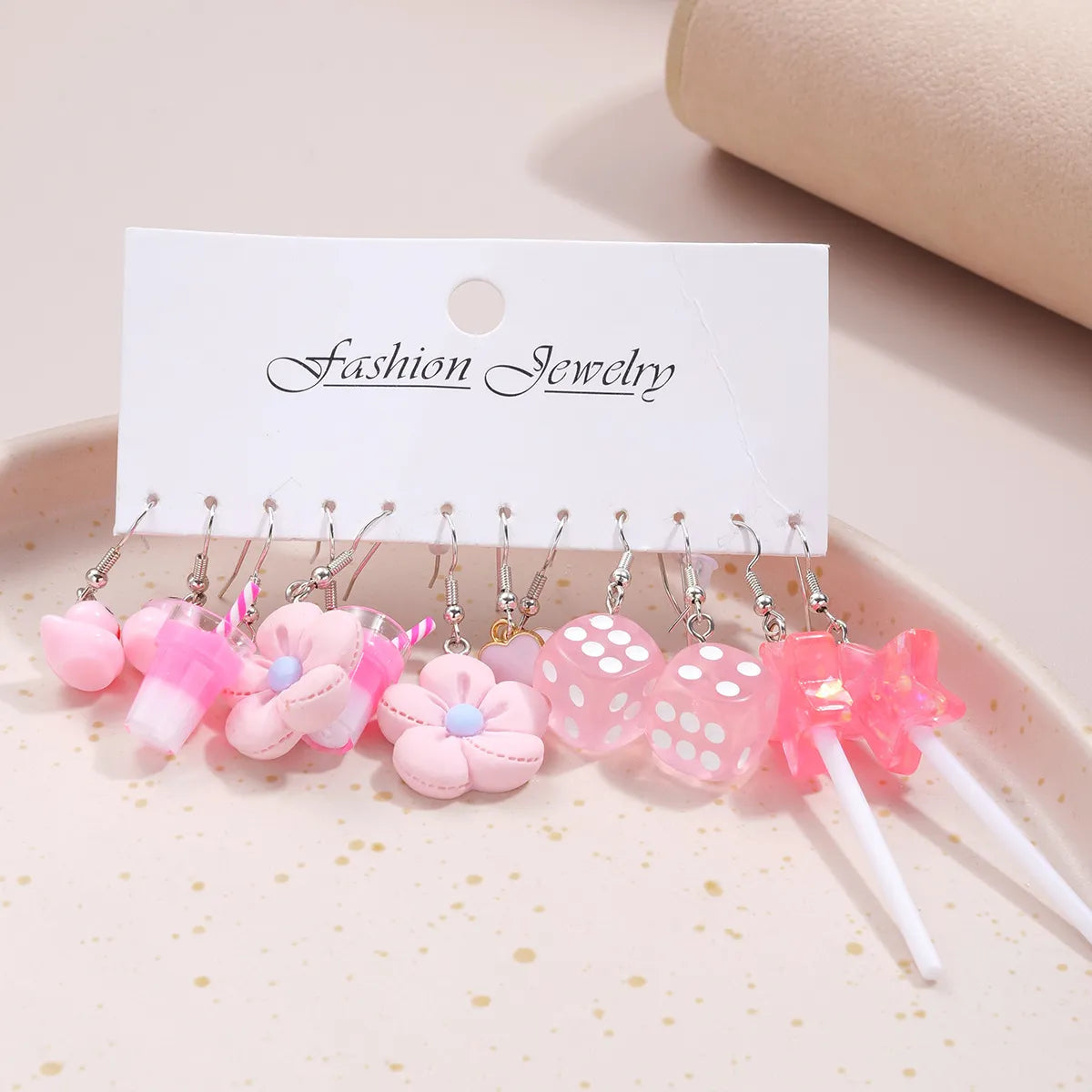 Wholesale Jewelry Simple Style Classic Style Star Heart Shape Flower Arylic Patchwork Earrings