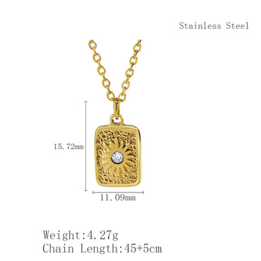 Wholesale Jewelry Simple Style Classic Style Sun 304 Stainless Steel 18K Gold Plated Plating Pendant Necklace