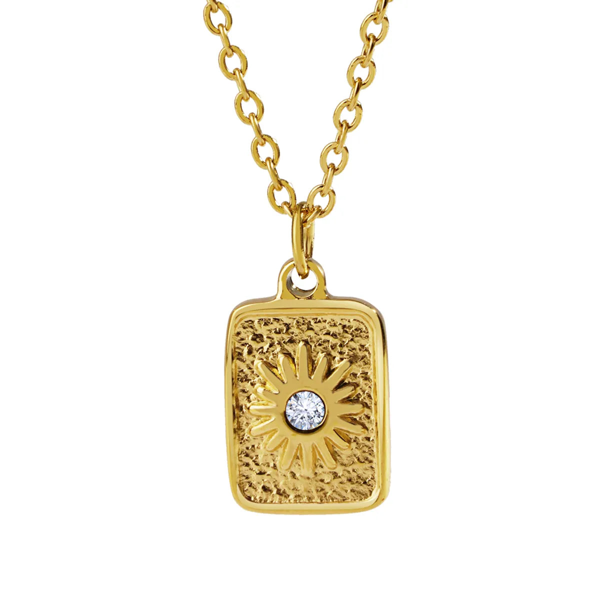 Wholesale Jewelry Simple Style Classic Style Sun 304 Stainless Steel 18K Gold Plated Plating Pendant Necklace