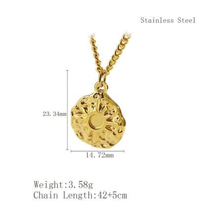 Wholesale Jewelry Simple Style Classic Style Sun 304 Stainless Steel 18K Gold Plated Plating Pendant Necklace