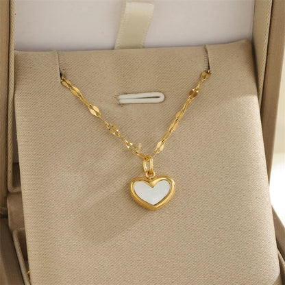 Wholesale Jewelry Simple Style Classic Style Sun Heart Shape Bow Knot 201 Stainless Steel 304 Stainless Steel Rhinestones Shell Zircon 18K Gold Plated Inlay Pendant Necklace