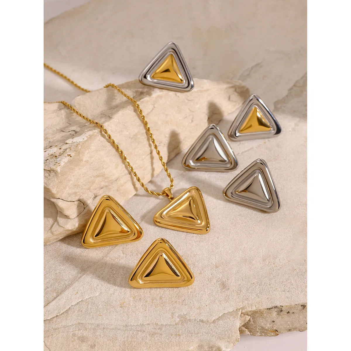 Wholesale Jewelry Simple Style Classic Style Triangle 304 Stainless Steel Jewelry Set