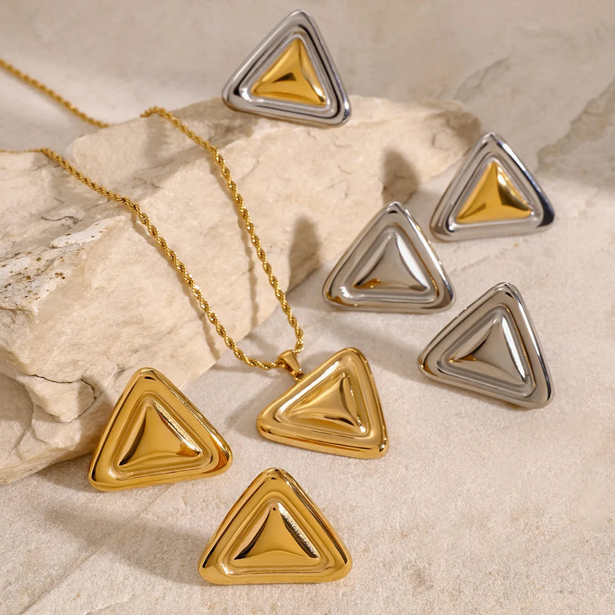 Wholesale Jewelry Simple Style Classic Style Triangle 304 Stainless Steel Jewelry Set