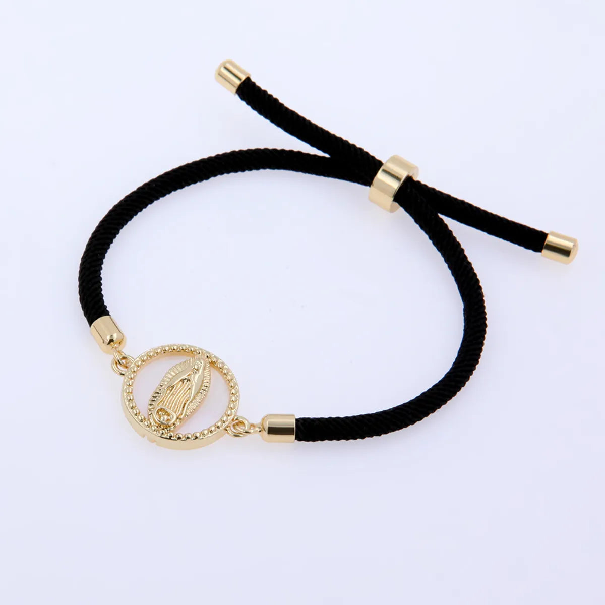 Wholesale Jewelry Simple Style Classic Style Virgin Mary Rope Copper Shell 18K Gold Plated Plating Inlay Drawstring Bracelets