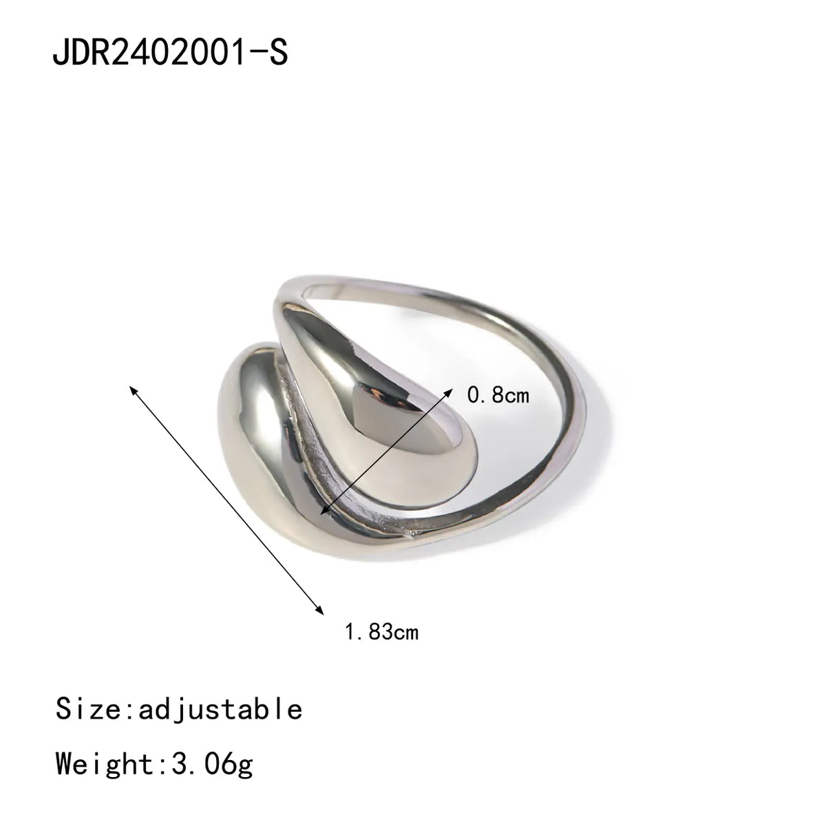 Wholesale Jewelry Simple Style Classic Style Water Droplets 304 Stainless Steel 18K Gold Plated Plating Rings