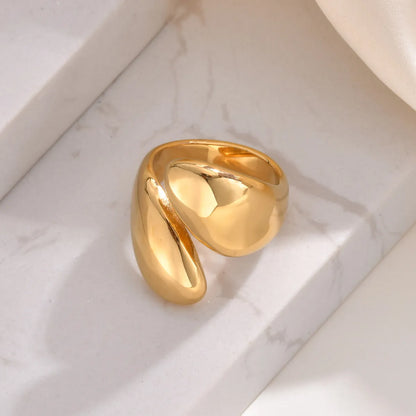 Wholesale Jewelry Simple Style Classic Style Water Droplets 304 Stainless Steel 18K Gold Plated Plating Rings