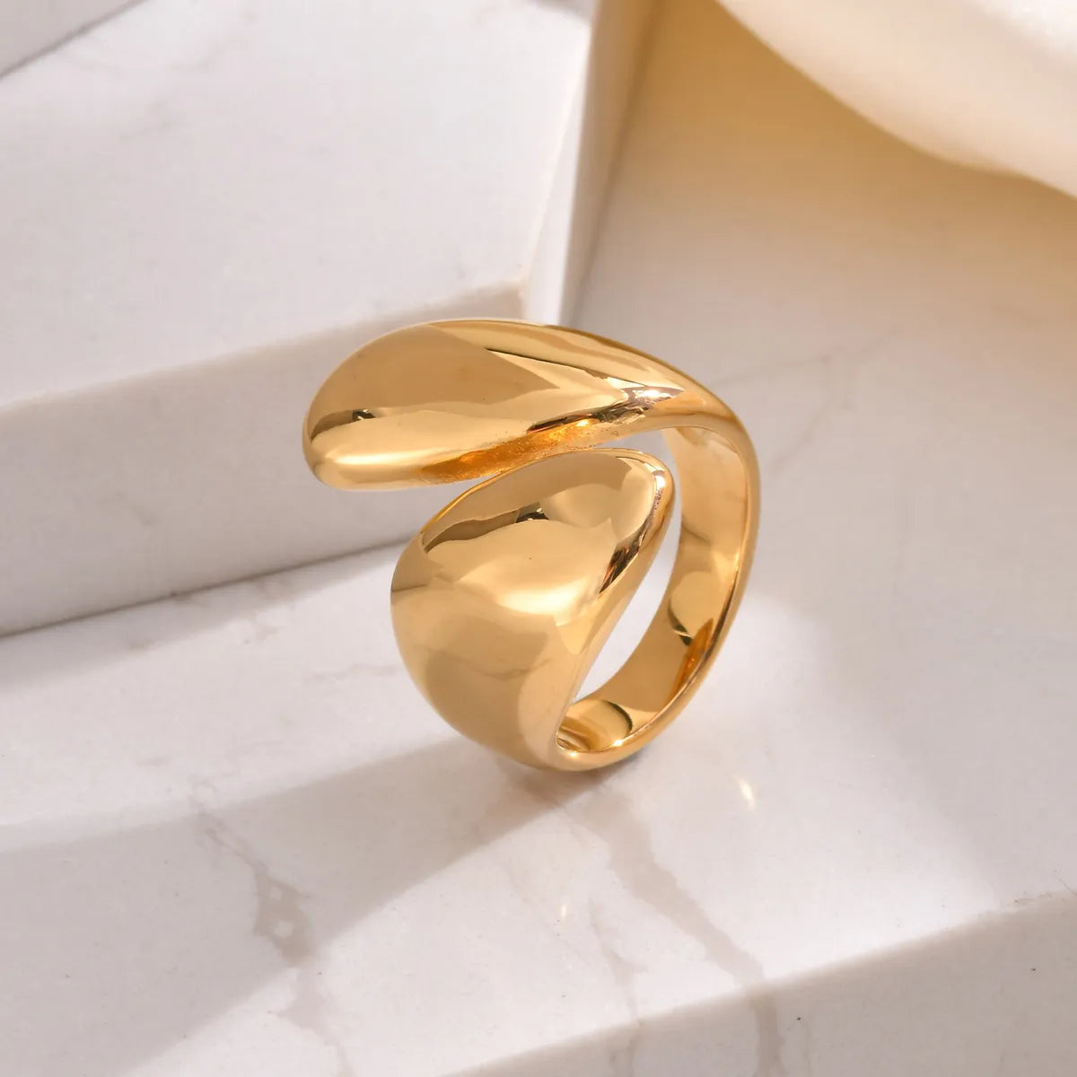 Wholesale Jewelry Simple Style Classic Style Water Droplets 304 Stainless Steel 18K Gold Plated Plating Rings