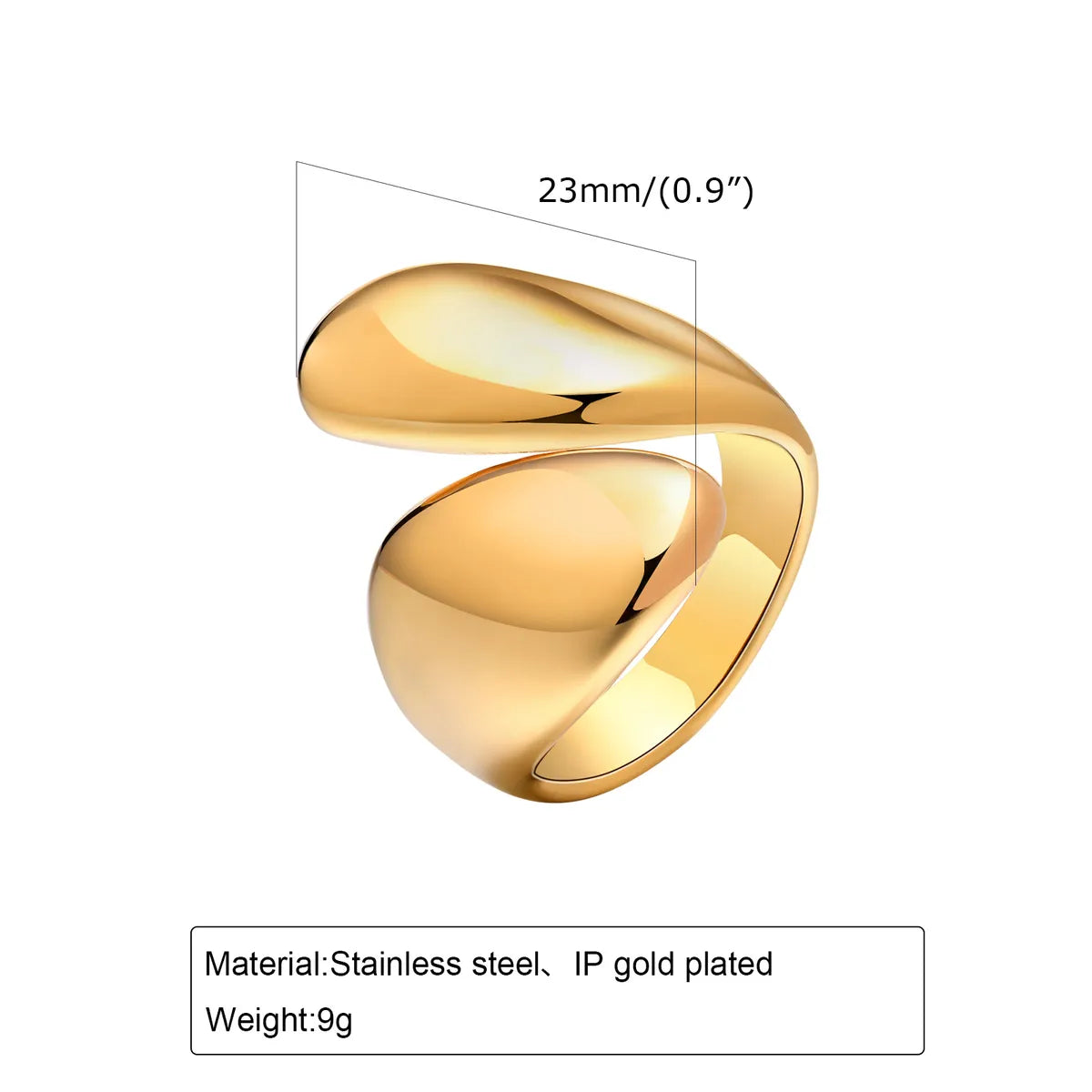 Wholesale Jewelry Simple Style Classic Style Water Droplets 304 Stainless Steel 18K Gold Plated Plating Rings