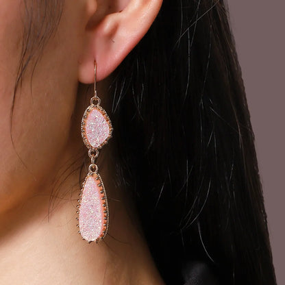 Wholesale Jewelry Simple Style Classic Style Water Droplets Alloy Resin Inlay Drop Earrings