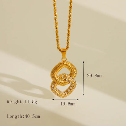 Wholesale Jewelry Simple Style Commute 8 Words 304 Stainless Steel Zircon 18K Gold Plated Inlay Pendant Necklace