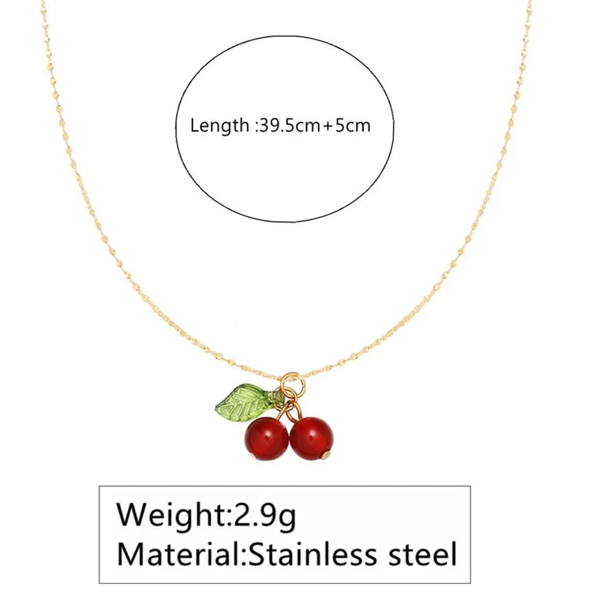 Wholesale Jewelry Simple Style Commute Cherry 304 Stainless Steel 18K Gold Plated Plating Pendant Necklace