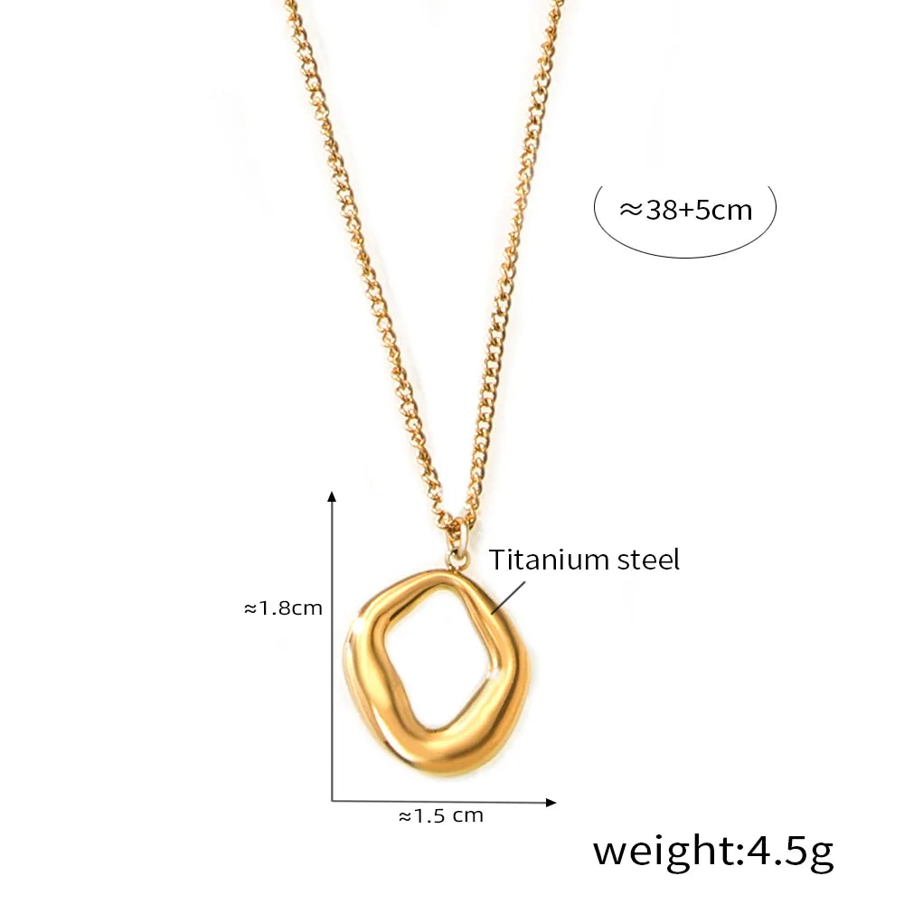 Wholesale Jewelry Simple Style Commute Circle Heart Shape 304 Stainless Steel 18K Gold Plated Plating Pendant Necklace