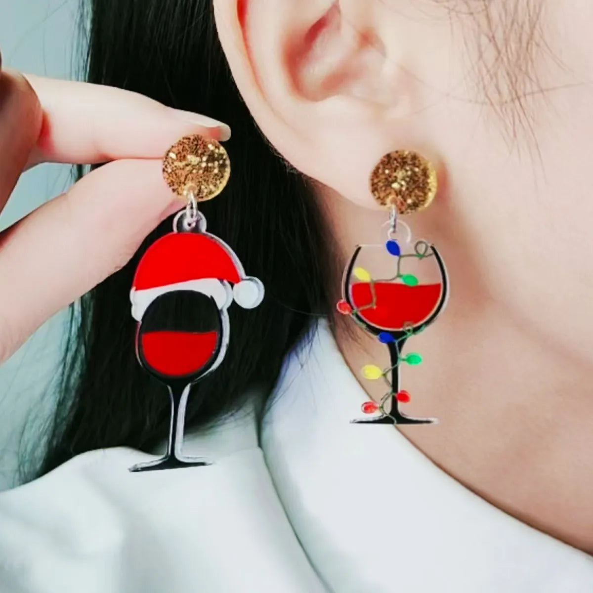 Wholesale Jewelry Simple Style Commute Color Block Arylic Asymmetrical Printing Drop Earrings