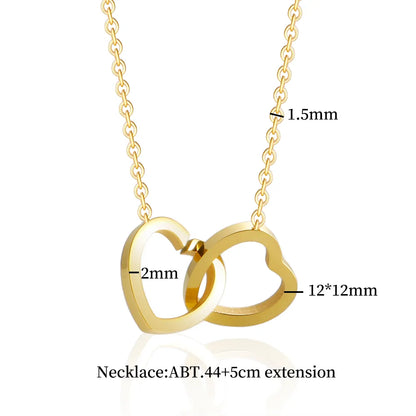 Wholesale Jewelry Simple Style Commute Double Heart 304 Stainless Steel Pendant Necklace