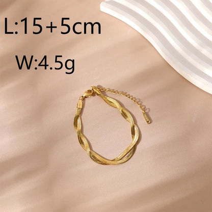 Wholesale Jewelry Simple Style Commute Geometric 304 Stainless Steel 18K Gold Plated White Gold Plated Chain Bracelets Necklace