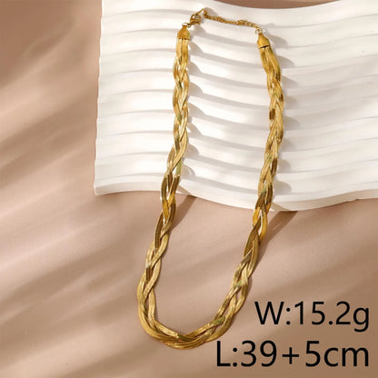 Wholesale Jewelry Simple Style Commute Geometric 304 Stainless Steel 18K Gold Plated White Gold Plated Chain Bracelets Necklace