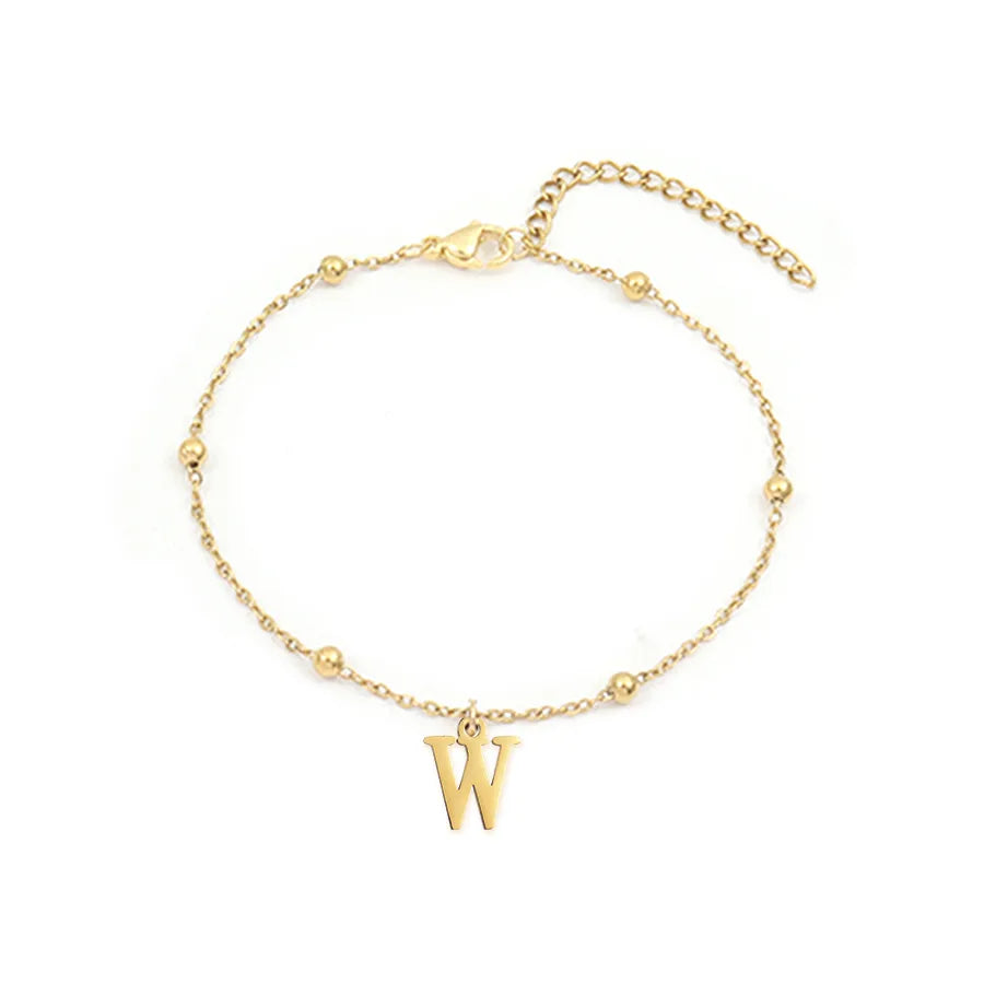 Wholesale Jewelry Simple Style Commute Letter 201 Stainless Steel 304 Stainless Steel 18K Gold Plated Anklet