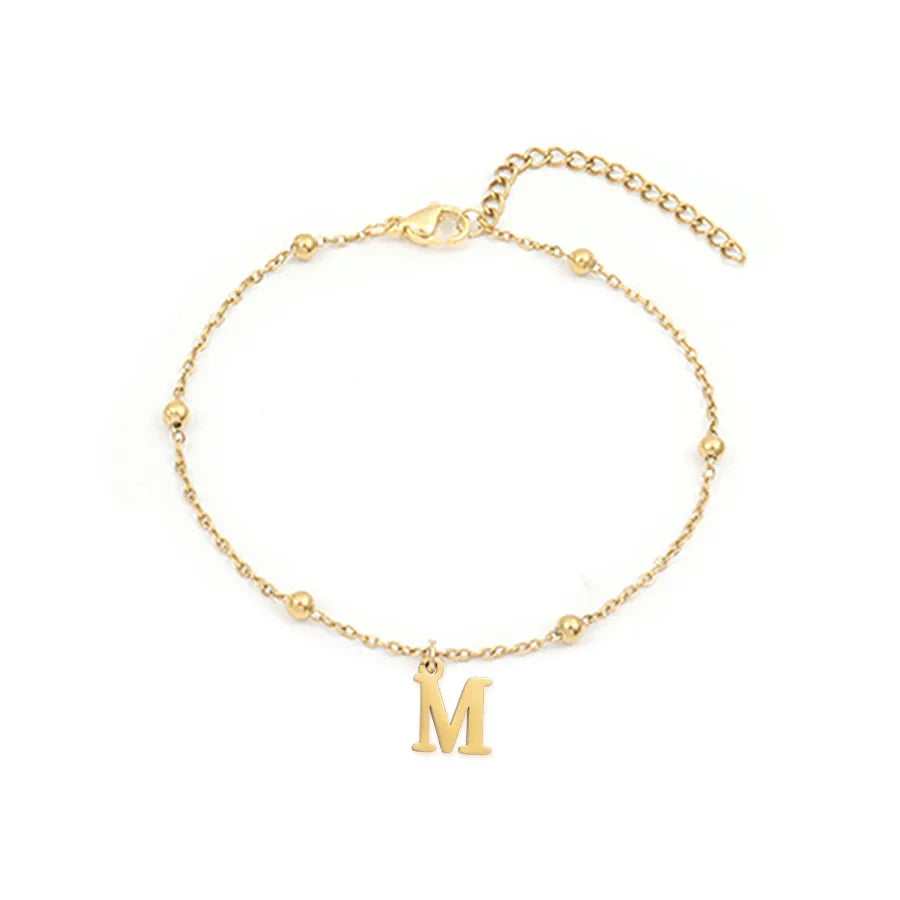 Wholesale Jewelry Simple Style Commute Letter 201 Stainless Steel 304 Stainless Steel 18K Gold Plated Anklet