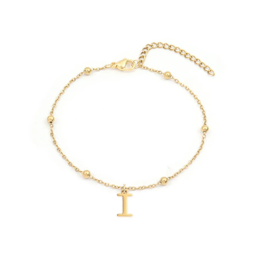 Wholesale Jewelry Simple Style Commute Letter 201 Stainless Steel 304 Stainless Steel 18K Gold Plated Anklet