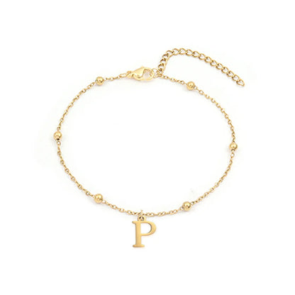 Wholesale Jewelry Simple Style Commute Letter 201 Stainless Steel 304 Stainless Steel 18K Gold Plated Anklet