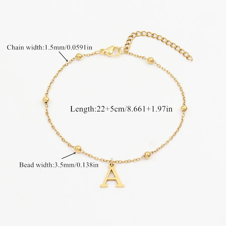 Wholesale Jewelry Simple Style Commute Letter 201 Stainless Steel 304 Stainless Steel 18K Gold Plated Anklet