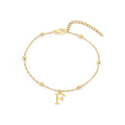 Wholesale Jewelry Simple Style Commute Letter 201 Stainless Steel 304 Stainless Steel 18K Gold Plated Anklet