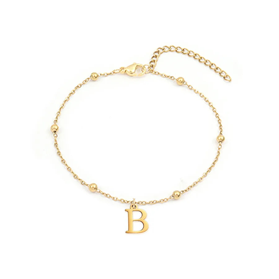 Wholesale Jewelry Simple Style Commute Letter 201 Stainless Steel 304 Stainless Steel 18K Gold Plated Anklet