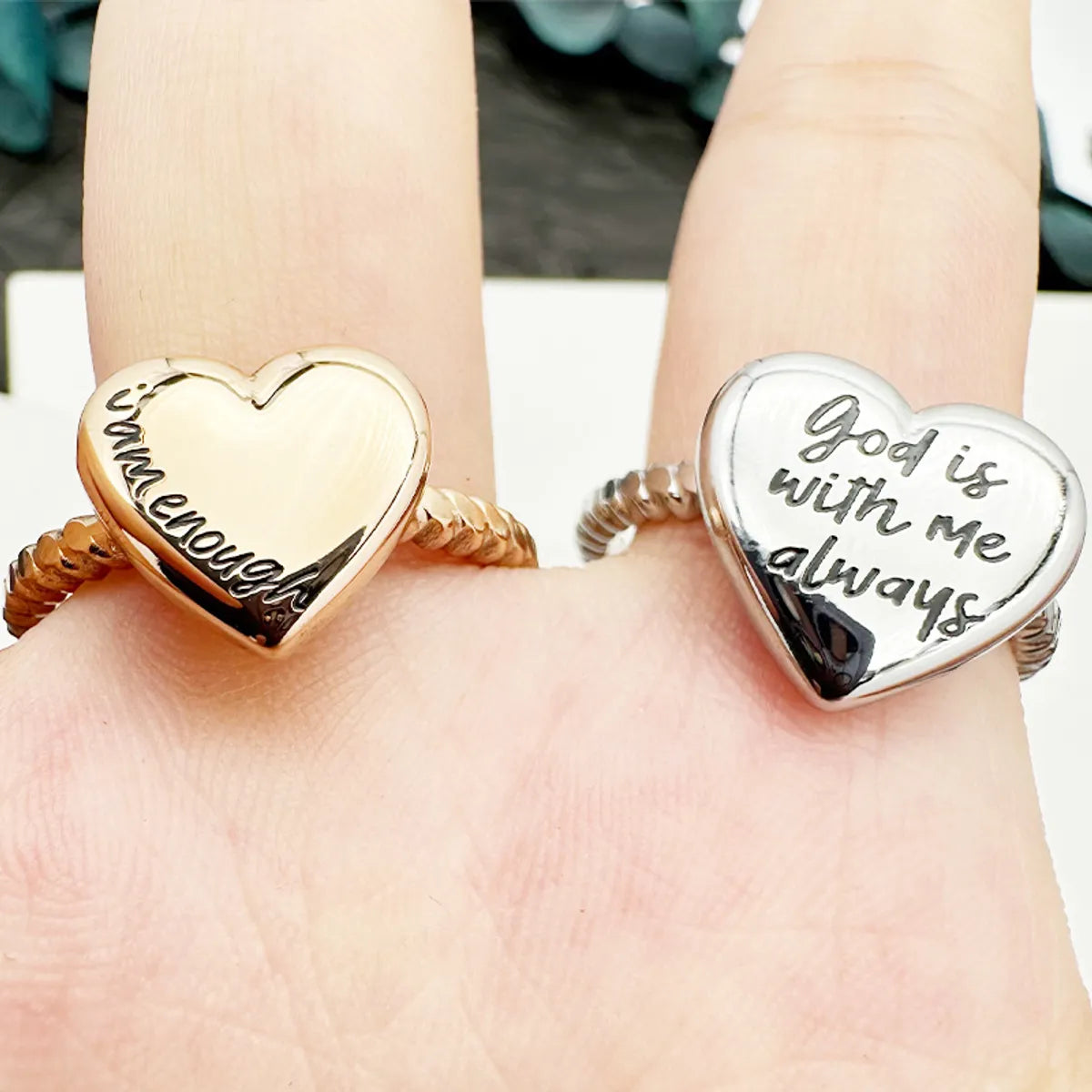 Wholesale Jewelry Simple Style Commute Letter Heart Shape 316 Stainless Steel  Polishing Open Rings