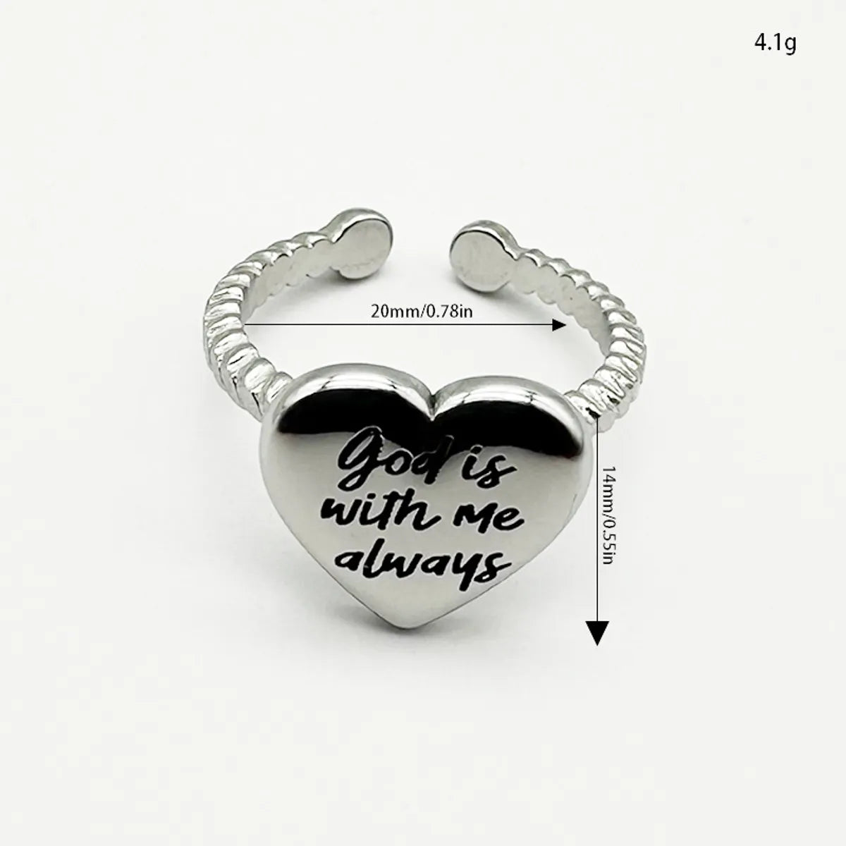 Wholesale Jewelry Simple Style Commute Letter Heart Shape 316 Stainless Steel  Polishing Open Rings