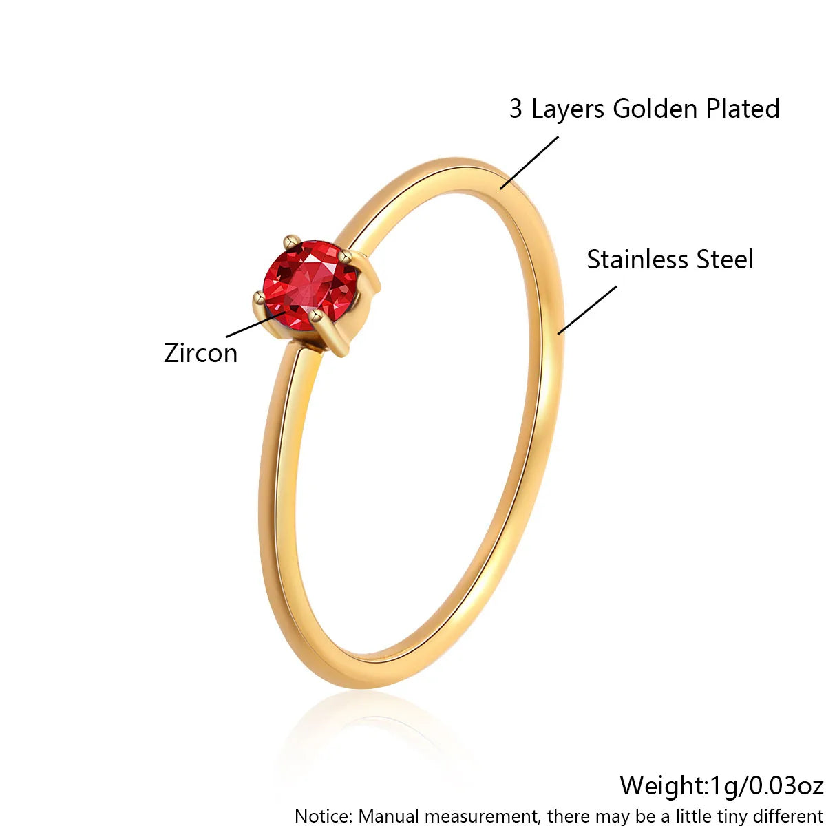 Wholesale Jewelry Simple Style Commute Solid Color 304 Stainless Steel Zircon 18K Gold Plated Gold Plated Plating Inlay Rings