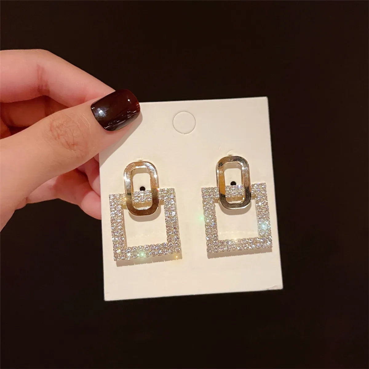 Wholesale Jewelry Simple Style Commute Solid Color Alloy Copper Alloy Rhinestones Gold Plated Plating Inlay Drop Earrings