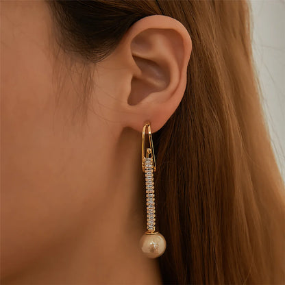 Wholesale Jewelry Simple Style Commute Solid Color Alloy Zircon Gold Plated Plating Inlay Drop Earrings