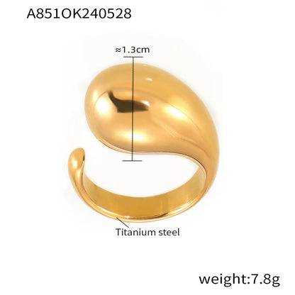 Wholesale Jewelry Simple Style Commute Water Droplets 304 Stainless Steel 18K Gold Plated Open Rings