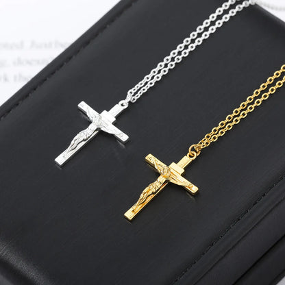 Wholesale Jewelry Simple Style Cross 304 Stainless Steel Copper Pendant Necklace