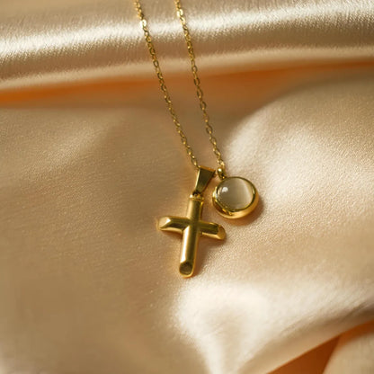 Wholesale Jewelry Simple Style Cross 304 Stainless Steel Plating Pendant Necklace