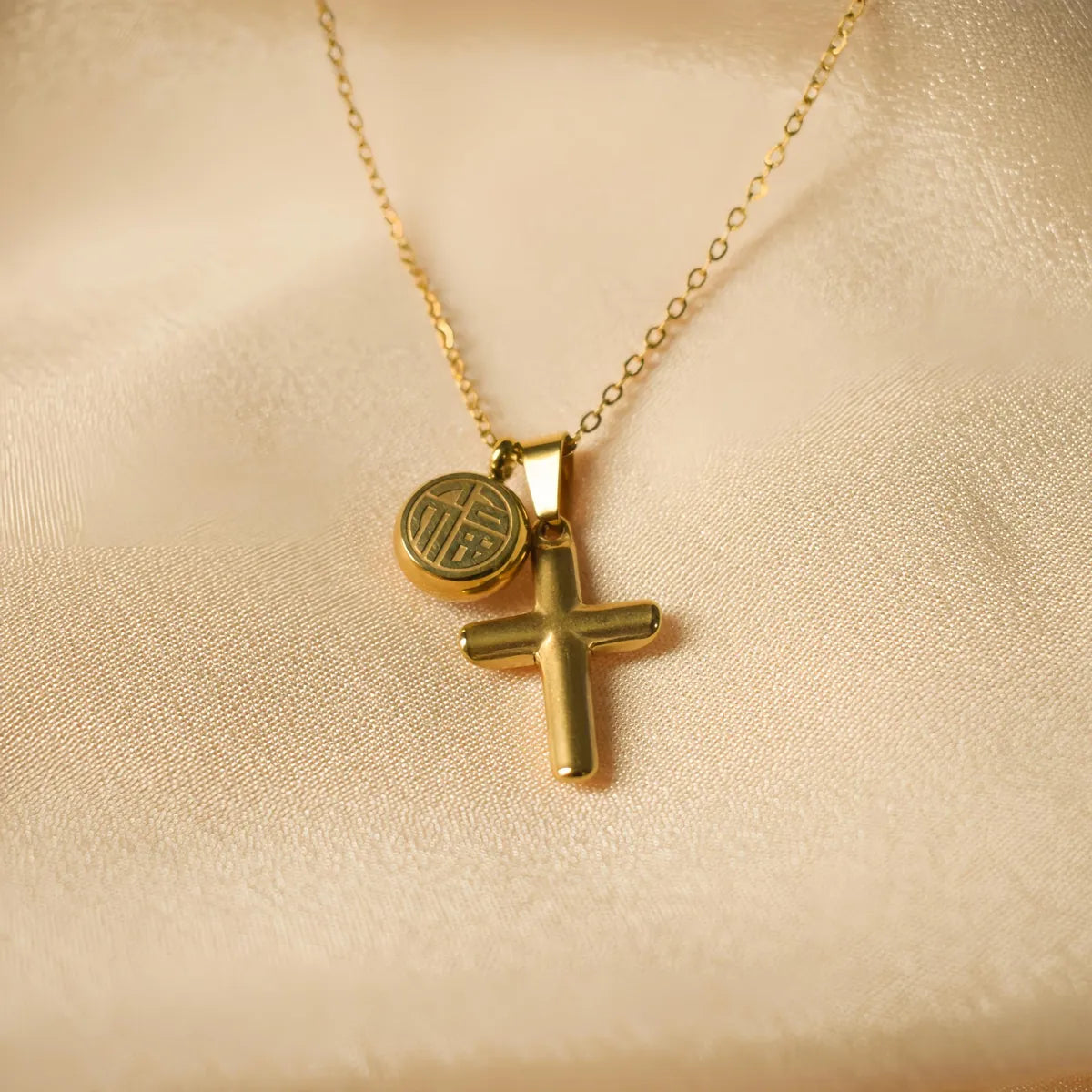 Wholesale Jewelry Simple Style Cross 304 Stainless Steel Plating Pendant Necklace