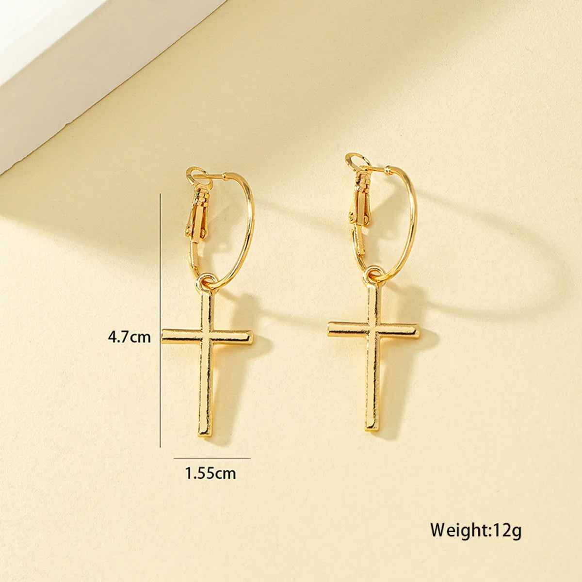 1 Pair Simple Style Cross Plating Alloy Gold Plated Drop Earrings