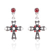 Wholesale Jewelry Simple Style Cross Alloy Gold Plated Plating Hollow Out Inlay Drop Earrings