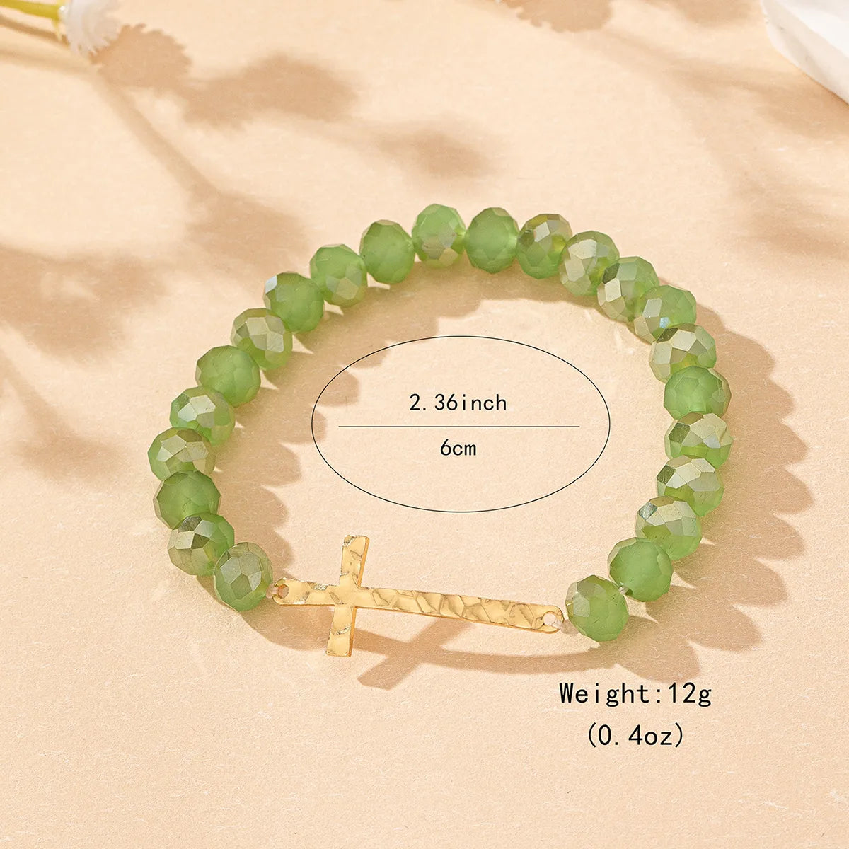 Wholesale Jewelry Simple Style Cross Glass Metal Beaded Bracelets