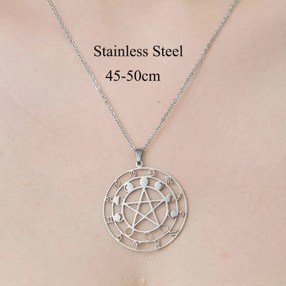 Wholesale Jewelry Simple Style Cross Moon Flower 201 Stainless Steel Polishing Pendant Necklace