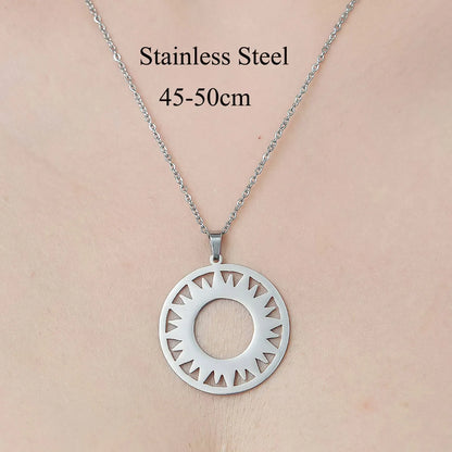 Wholesale Jewelry Simple Style Cross Moon Flower 201 Stainless Steel Polishing Pendant Necklace