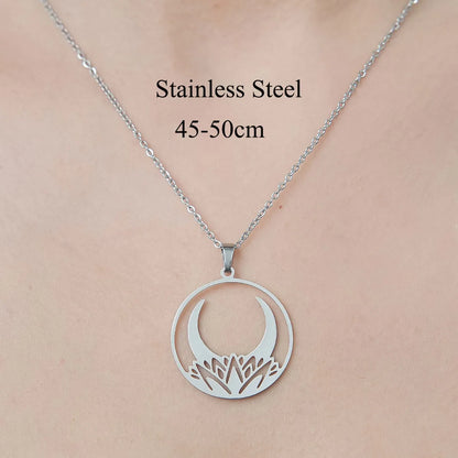 Wholesale Jewelry Simple Style Cross Moon Flower 201 Stainless Steel Polishing Pendant Necklace