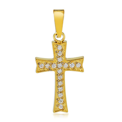 Wholesale Jewelry Simple Style Cross Titanium Steel Zircon 18K Gold Plated Plating