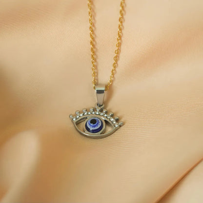 Wholesale Jewelry Simple Style Devil'S Eye 304 Stainless Steel Diamond Plating Pendant Necklace