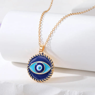 Wholesale Jewelry Simple Style Devil's Eye Alloy Pendant Necklace