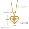 Wholesale Jewelry Simple Style Electrocardiogram Heart Shape Wings 304 Stainless Steel 18K Gold Plated Pendant Necklace