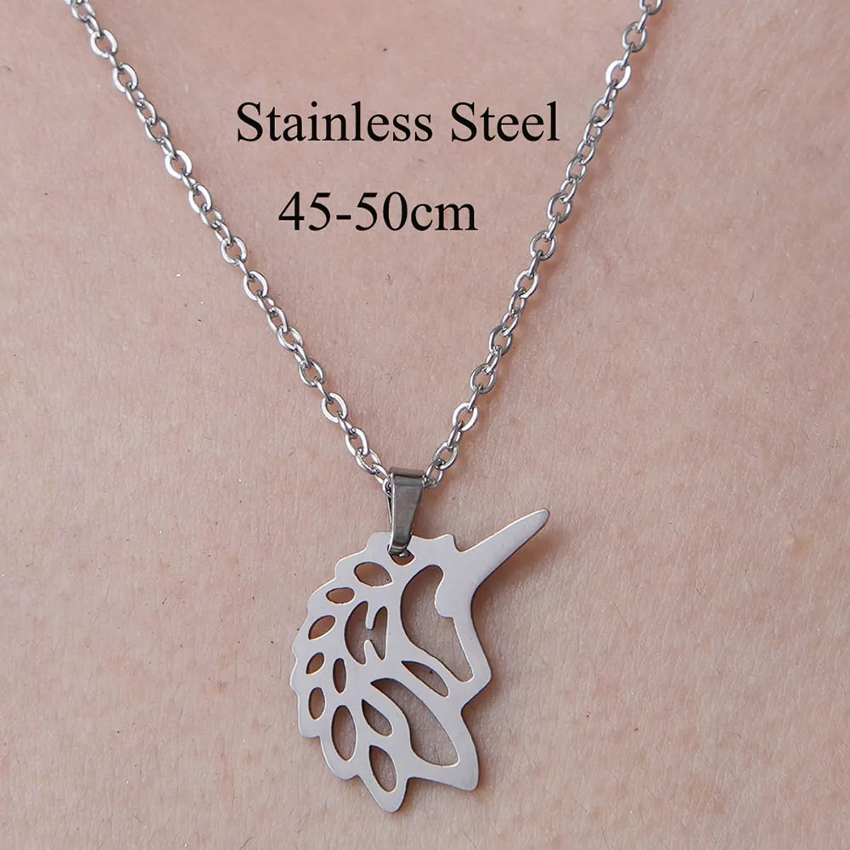 Wholesale Jewelry Simple Style Elephant Little Bear Dog 201 Stainless Steel Polishing Hollow Out Pendant Necklace