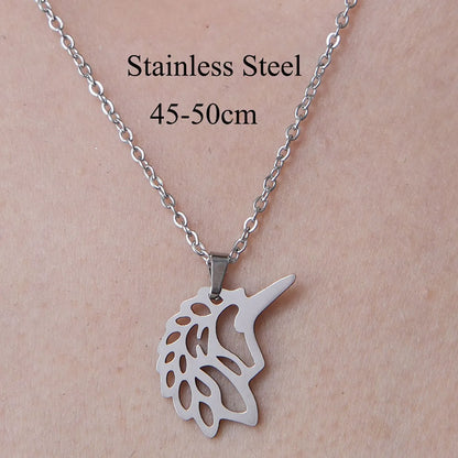 Wholesale Jewelry Simple Style Elephant Little Bear Dog 201 Stainless Steel Polishing Hollow Out Pendant Necklace