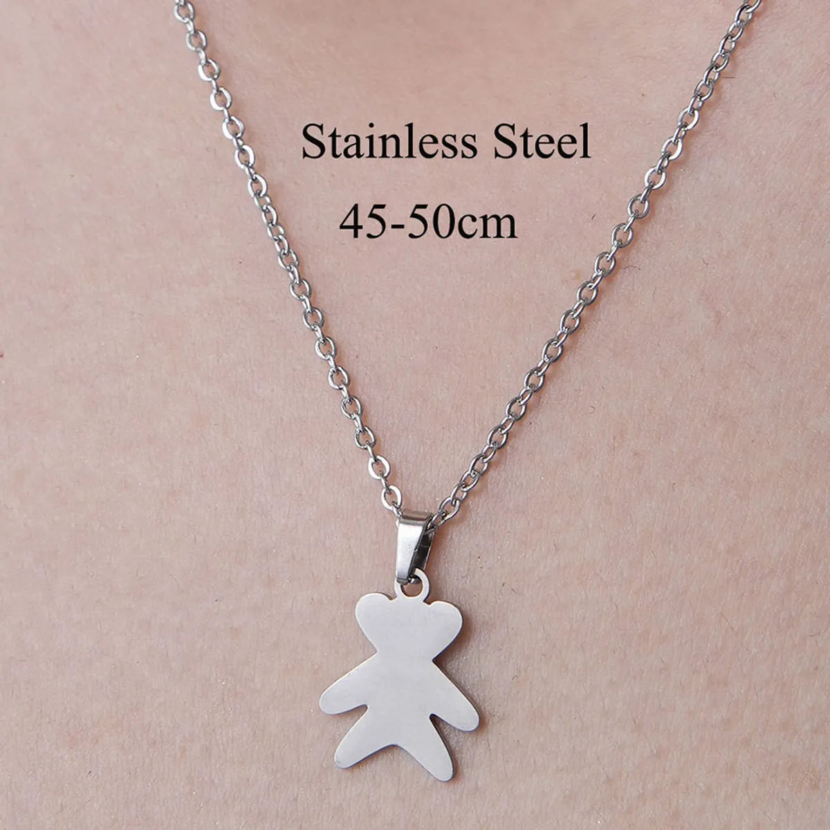 Wholesale Jewelry Simple Style Elephant Little Bear Dog 201 Stainless Steel Polishing Hollow Out Pendant Necklace